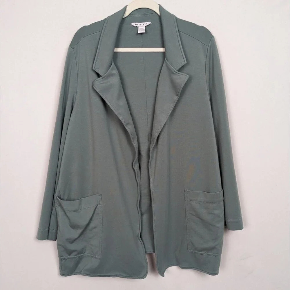 ATHLETA sz 22 Eastbound Blazer Minimalist Gray Sage 986273 Knit Blazer Athlesure